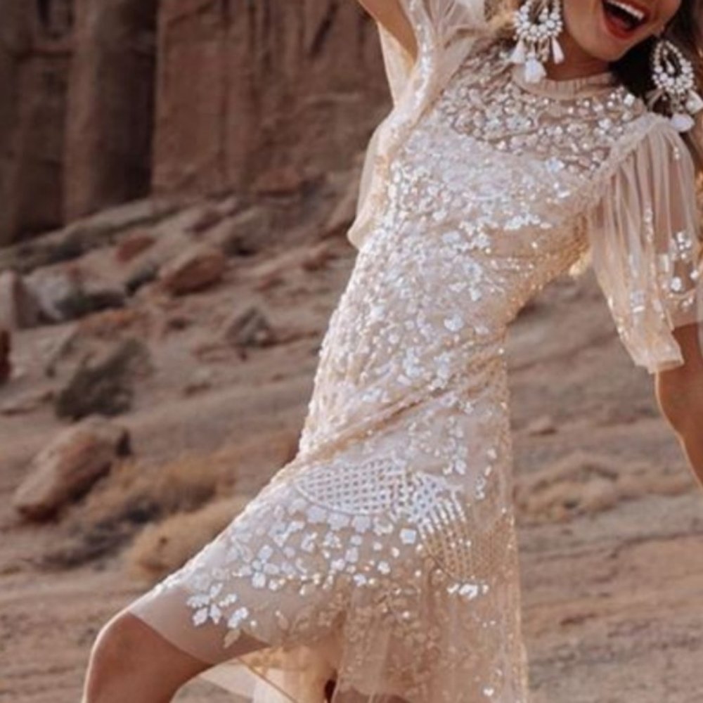 Needle & Thread Cream Mini Dress - Picture 8 of 11
